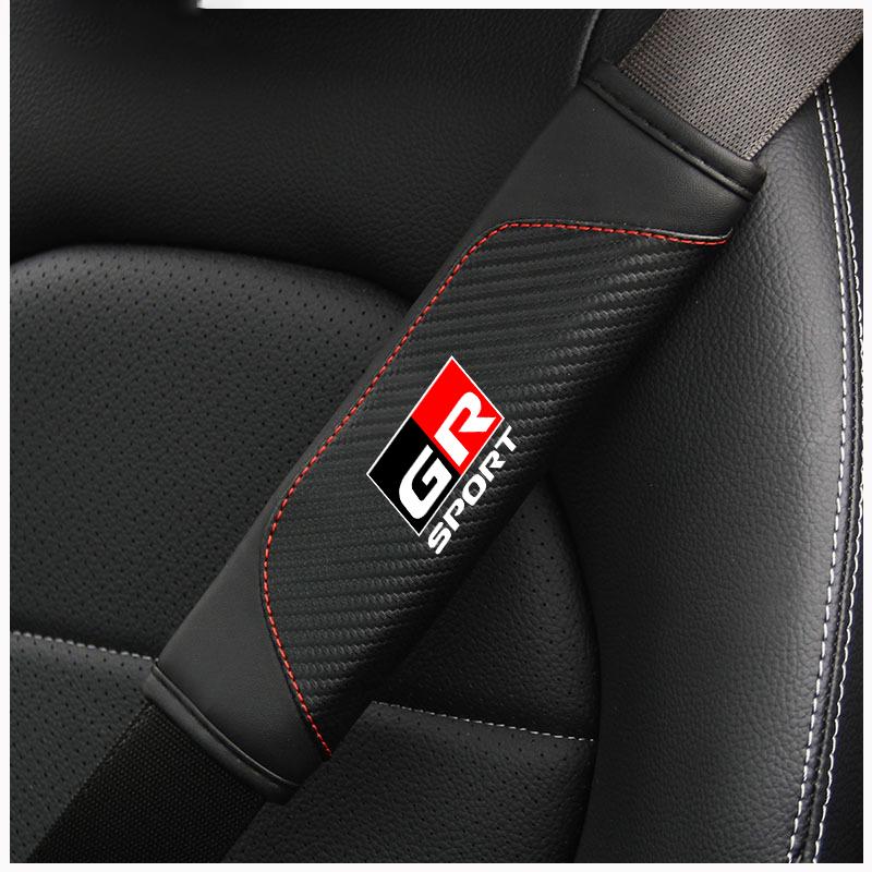 

2Pcs Leather Car Safety Belt Shoulder Protector Cover Pad For Toyota GR Sport CHR Yaris Hilux Rav4 Supra Auto Interior Accessory