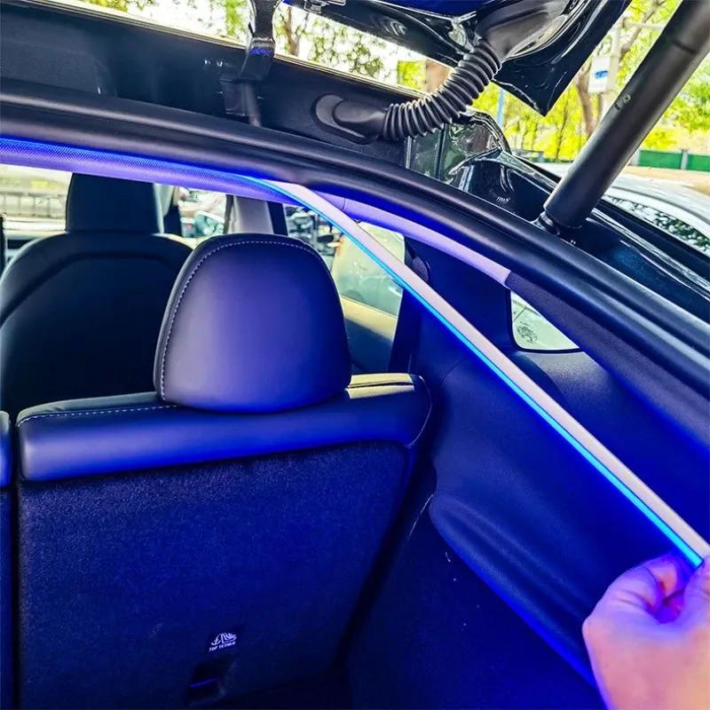 Flexible LED Ambient Light Strip 5M 12V for Tesla Model Y 2025 After Trunk Frunk Silicone Interior Car Decorative Lamp DIY Lamp