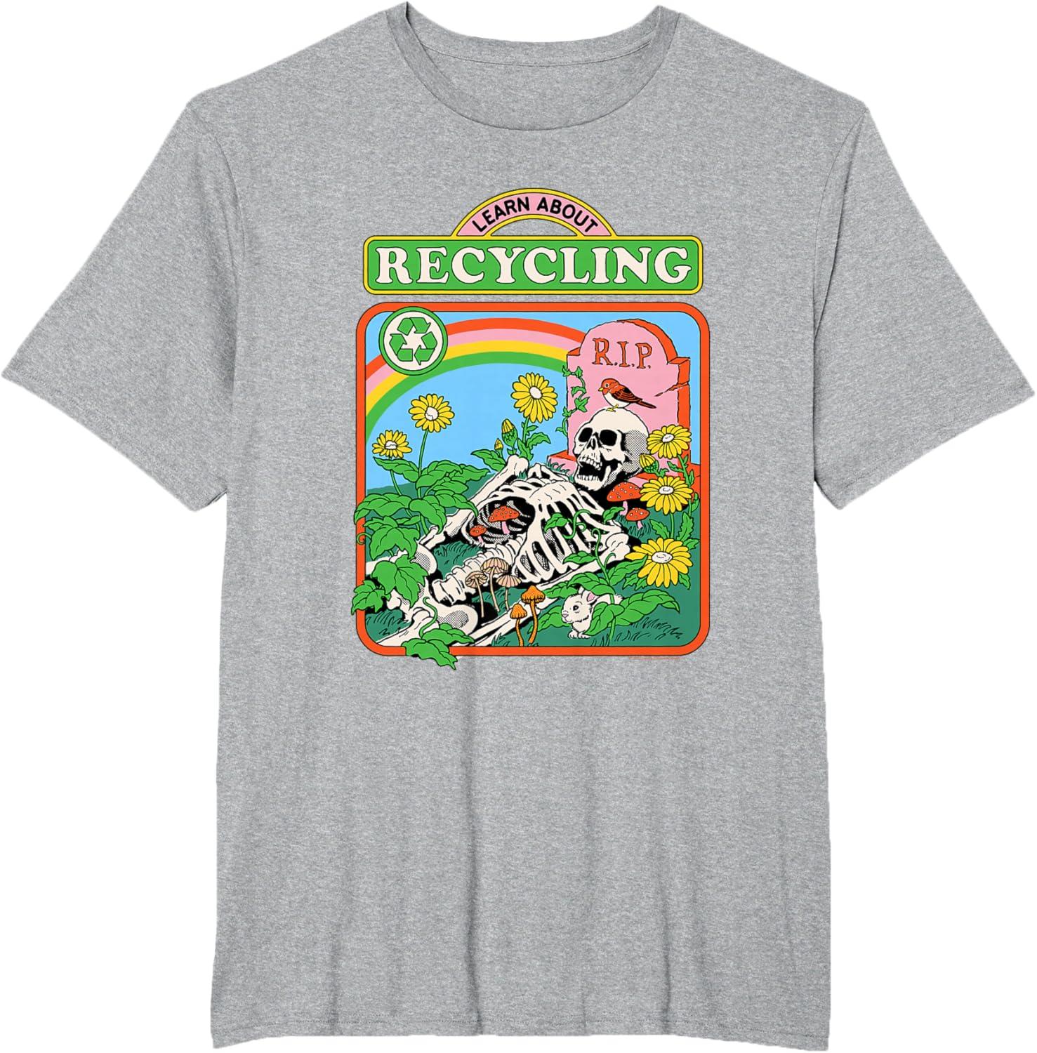 

Steven Rhodes Learn Recycling Eco Skeleton Retro Dark Humor TShirt New SpringSummer Arrivals Regular Fit Casual 4XL