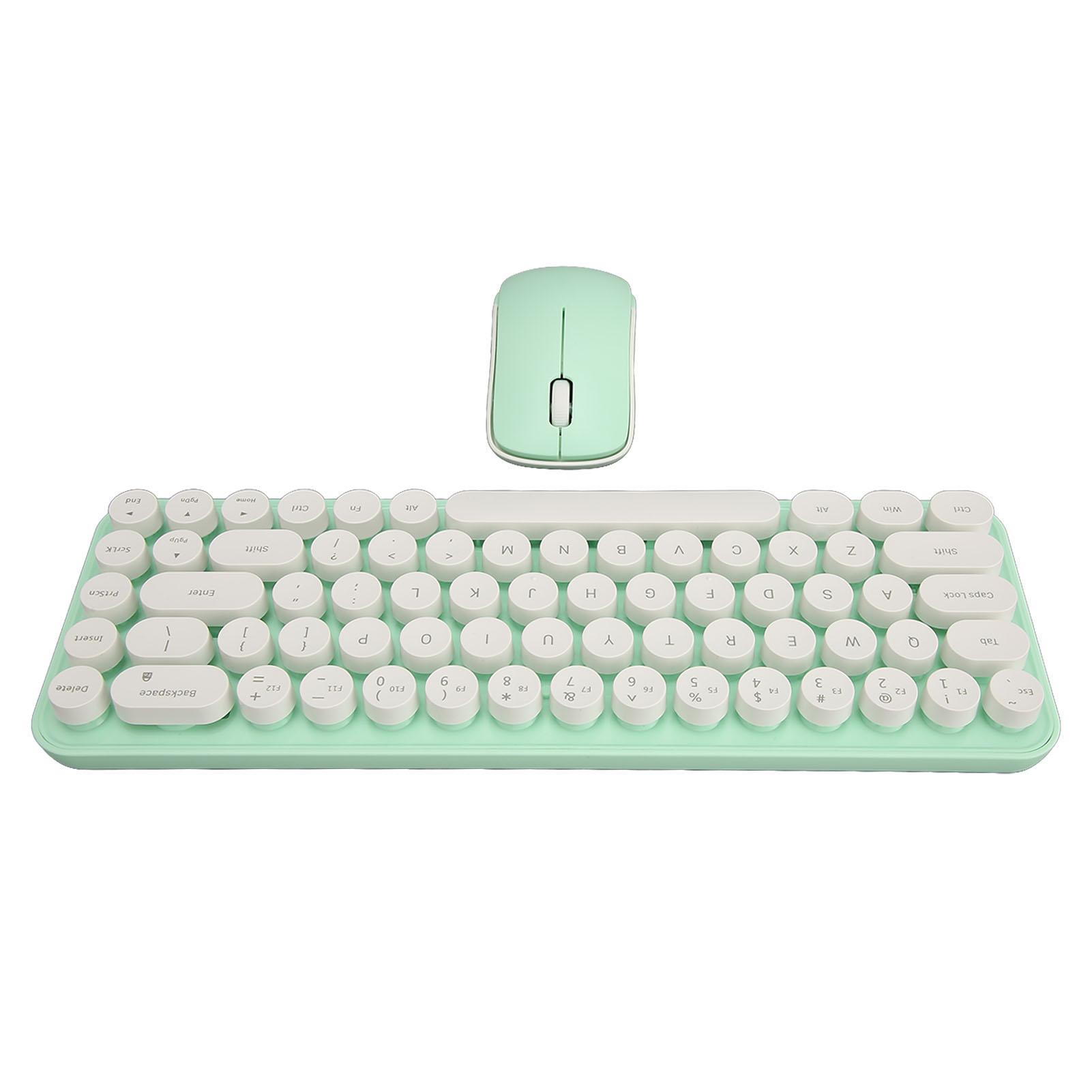 

Беспроводная клавиатура и мышь Combo Mini Portable Retro Silent 2.4G Wireless 68 Keys Office Keyboard зелёный