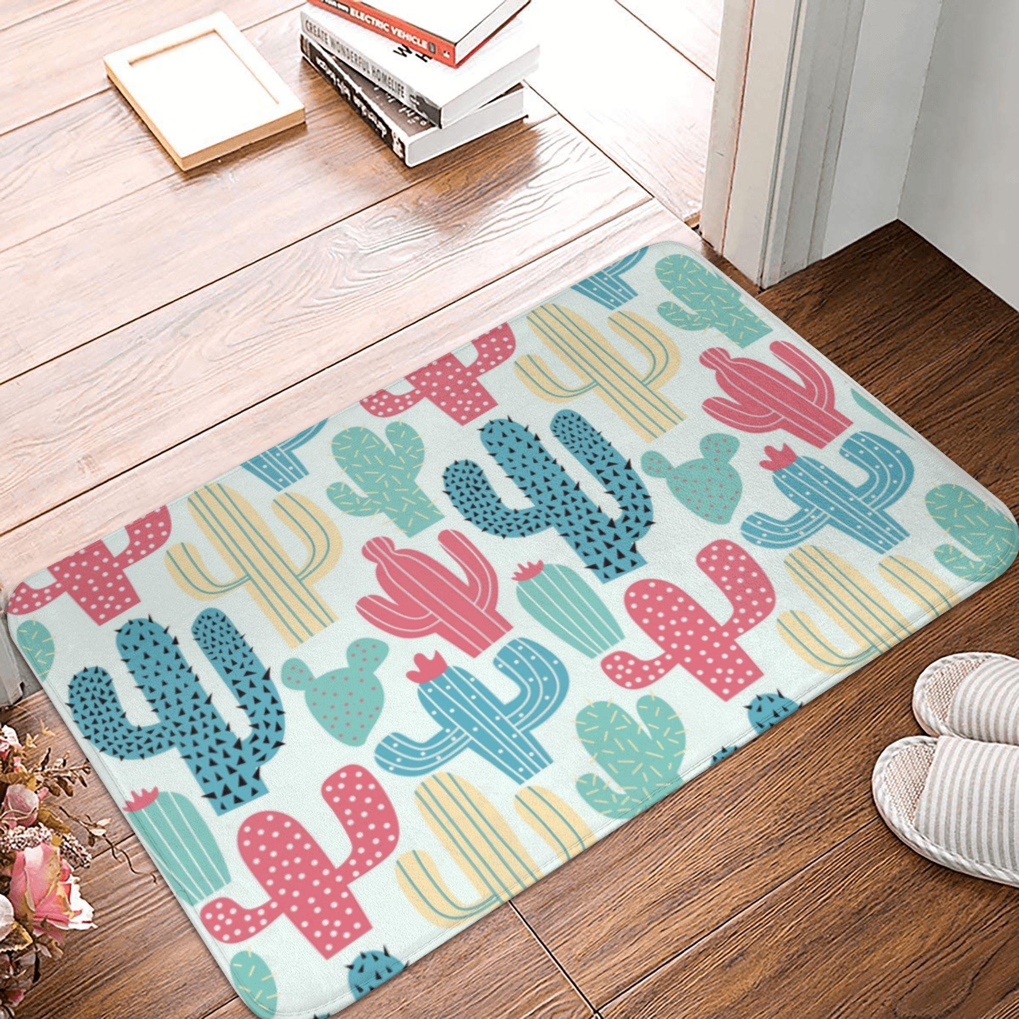 Awesome Succulents And Cactus Door Floor Bathroom Mats Anti-Slip Outdoor Cacti Plants Doormat Toilet Entrance Rug Carpet Footpad 40x60cm