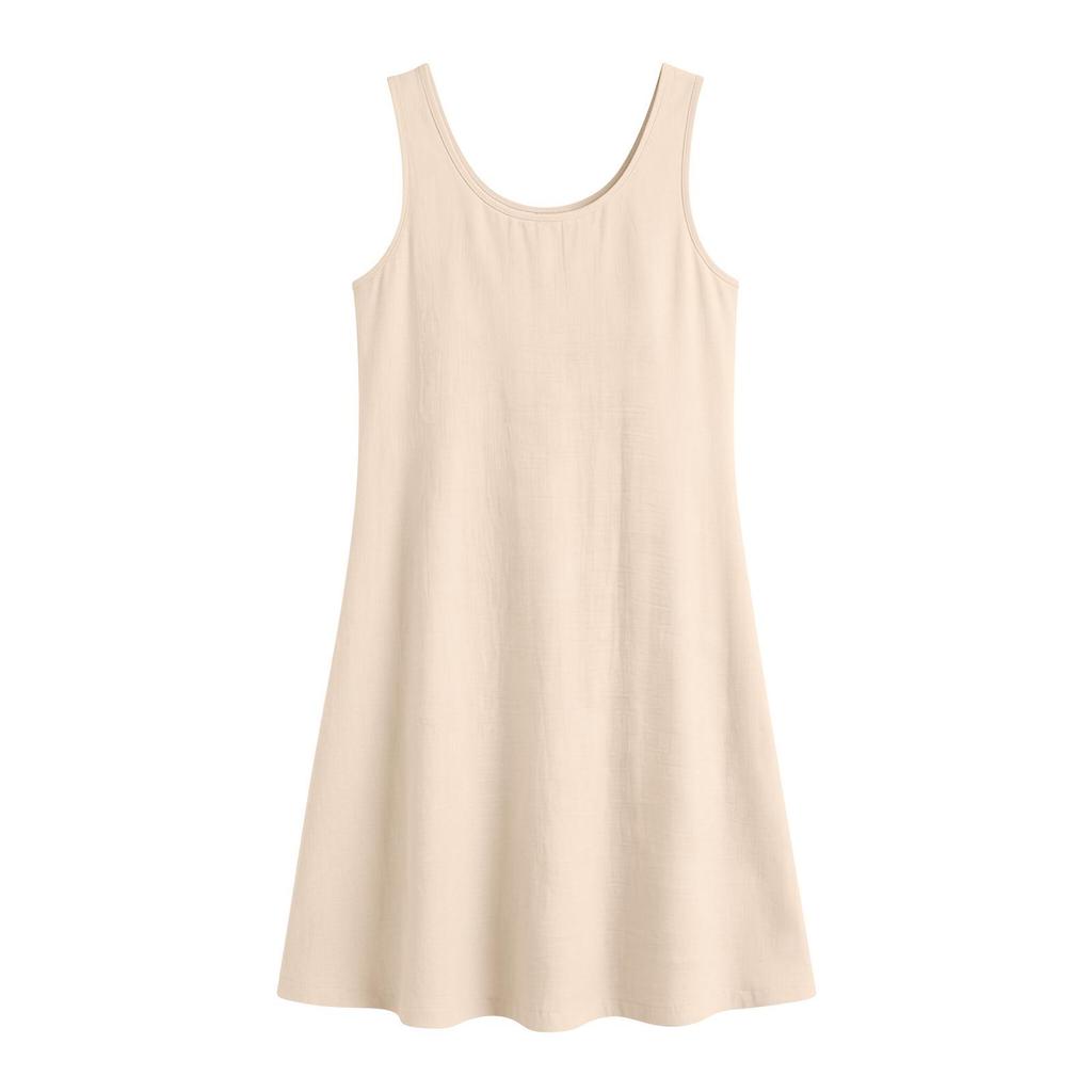 2026 Sommer Strand Locker V-Ausschnitt Ärmellos Baumwolle Leinen Kleid für Damen