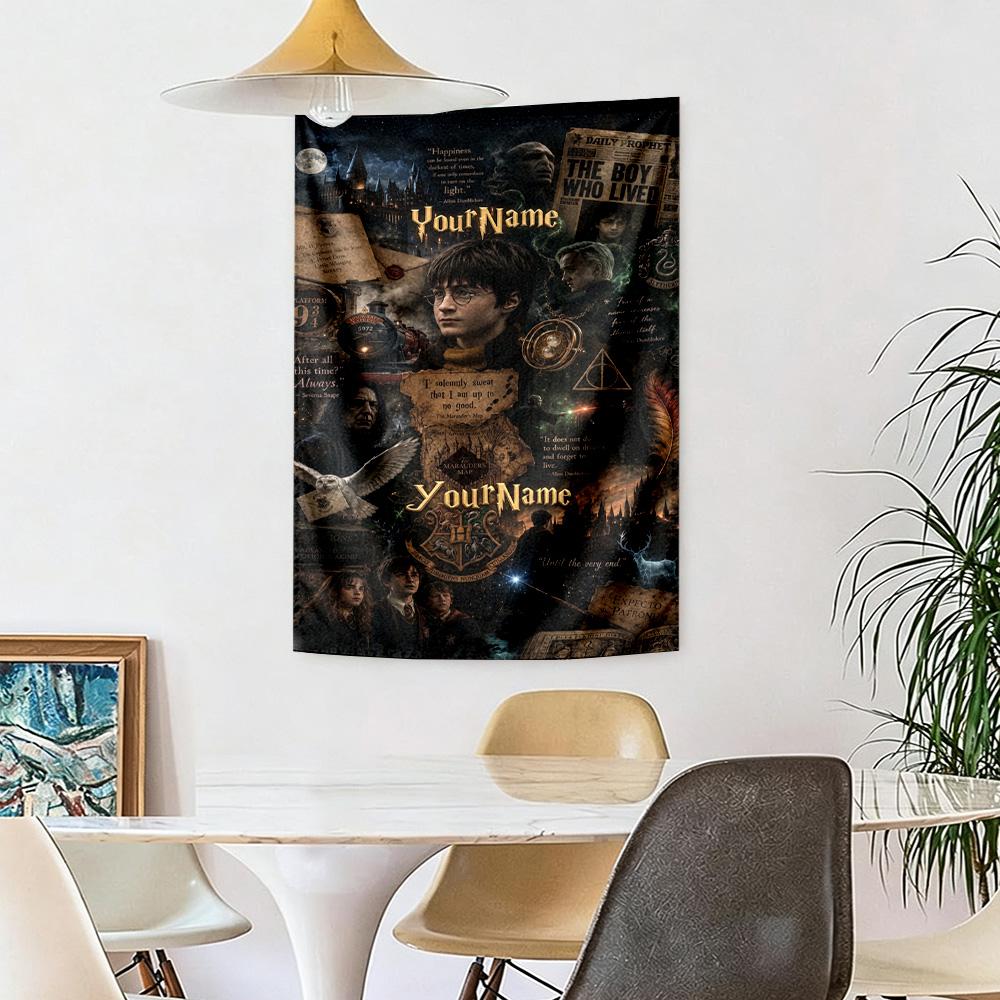 Gothic Illustrations Custom Your Name Wall Decor Tapestry Art For Pet Memorial Birthdaywedding Party Backdrop Family Gift