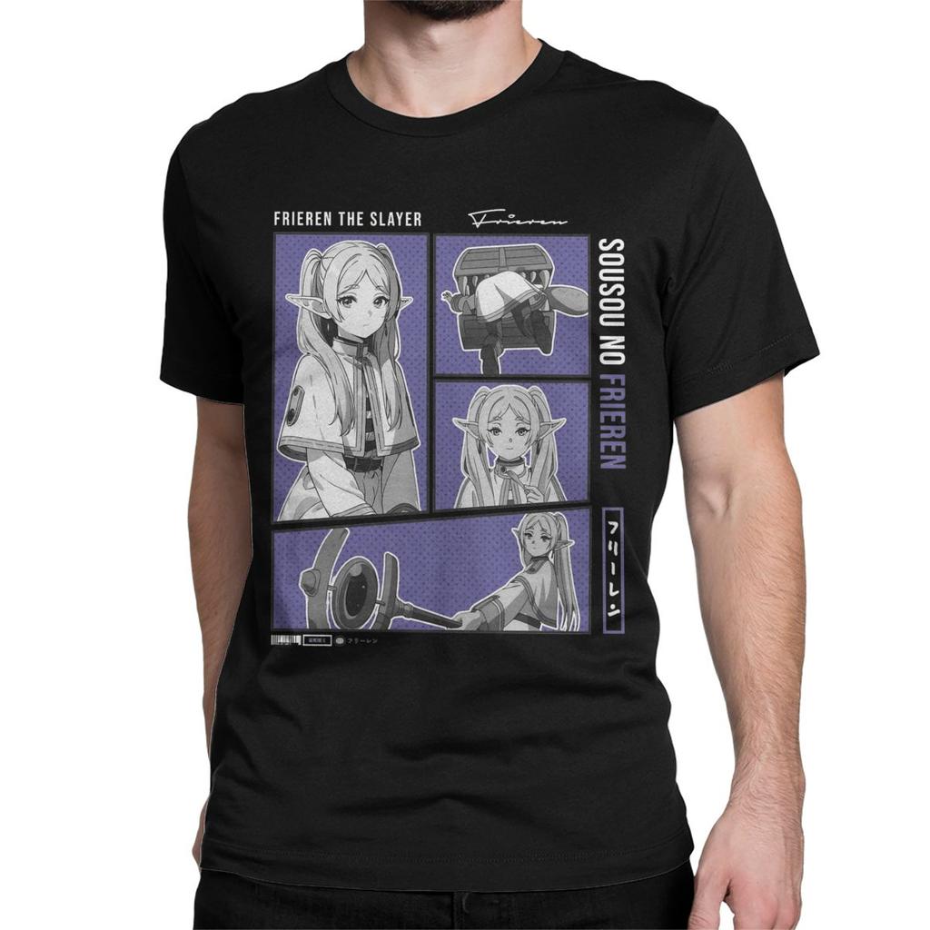 Sousou No Frieren Ανδρικό T-Shirt Ιαπωνικό Anime Vintage 100% Βαμβακερό Μπλουζάκι Κοντομάνικο T-Shirt με Στρογγυλή Λαιμόκοψη Ιδέα Δώρου Τοπ