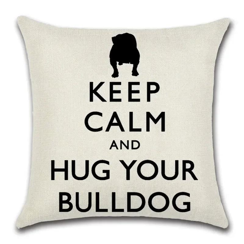 French Bulldog Cushion Cover Cotton Linen Cute Dog Decorative Cushions for Sofa Home Decoration Pillow Case 45*45