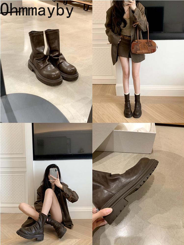 Vintage Pleated Women Ankle Boots Casaul Height Increase  Slim Short Booties Shoes Botas De Inverno Feminina