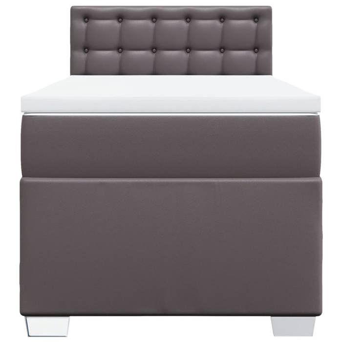 Maison Exclusive - Sommier à lattes de lit avec matelas Gris 90x190 cm Similicuir