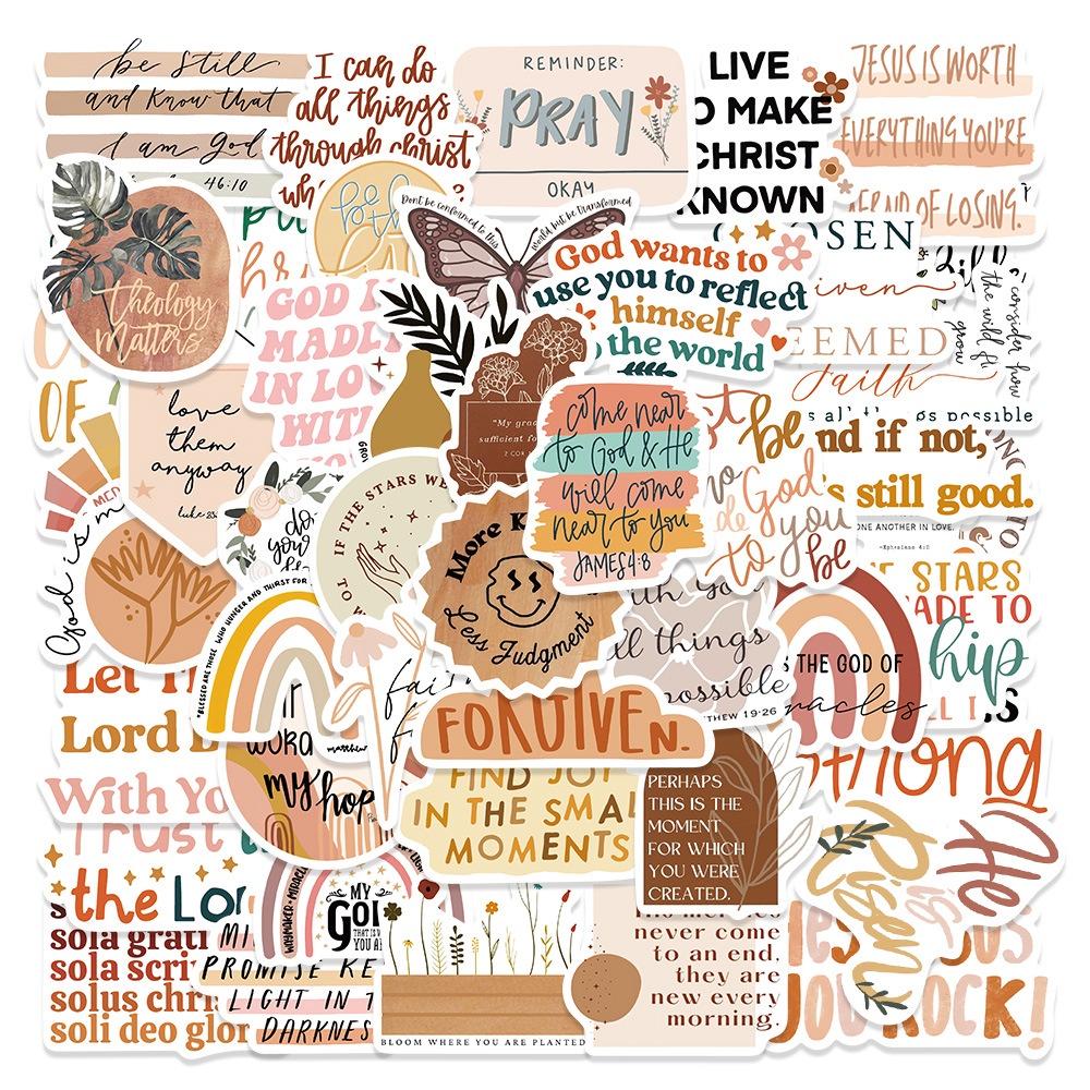 Bohemian Style Jesus Phrases Sticker Set For Luggage Guitar And Notebook 50pcs