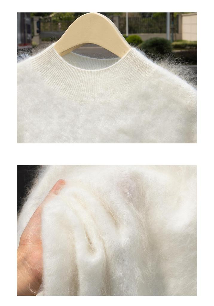 Women's 100% Pure Cashmere Brushed Long Sleeve Turtleneck Pullover Sweater - Loose Fit and Versatile