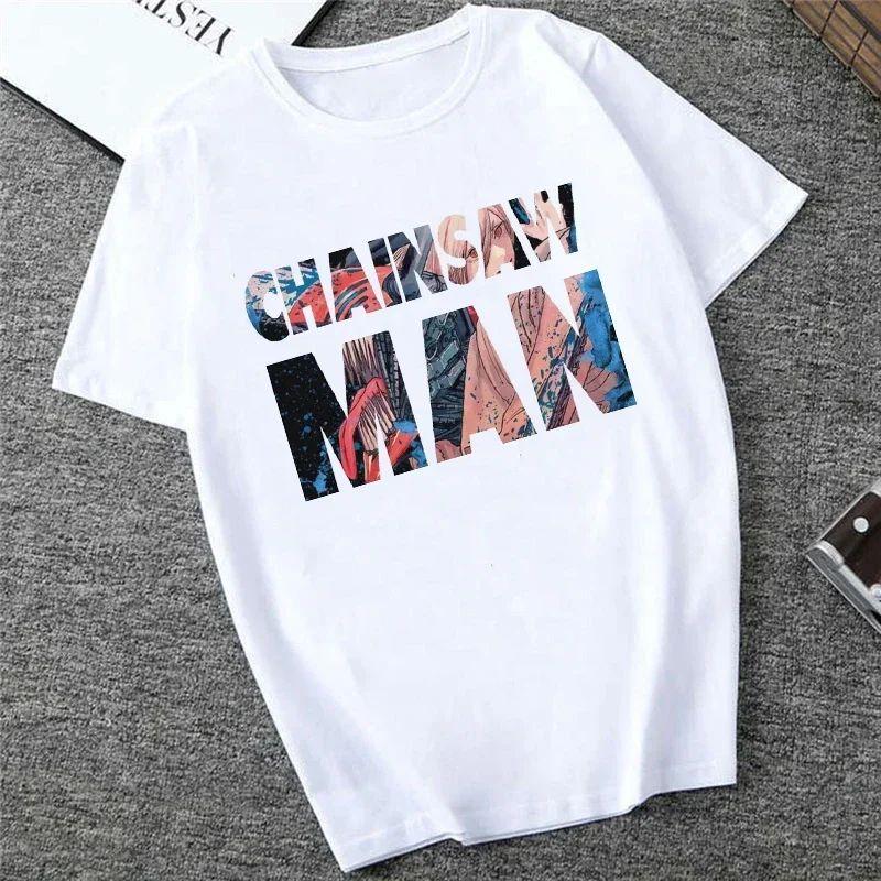 Harajuku Tops Anime Tshirt Unisex Chainsaw Men T Shirt Women Funny Cartoon Pochita Makima T-shirt Graphic Tees Tops Female 90
