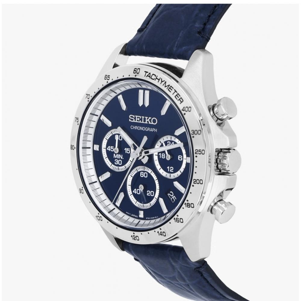 Seiko Spirit Chronograph Men S Leather Watch Sbtr019