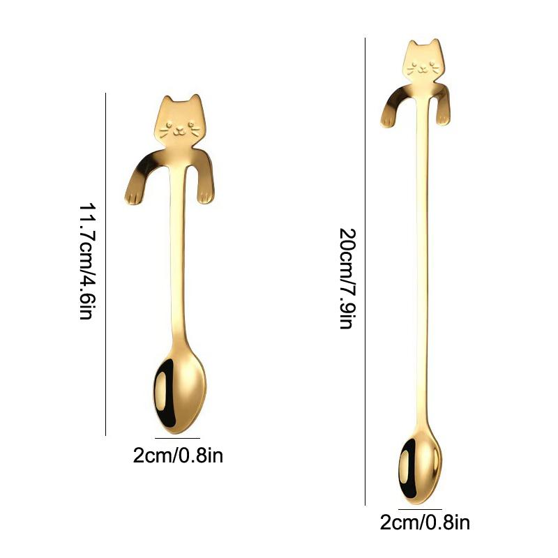 Stainless Steel Hanging Cup Spoon Cat Spoon Coffee Spoon Cake Spoon Dessert Spoon Mug Spoon Hanging Spoon Handheld Gift Spoon