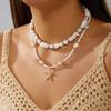 Boho Baroque Imitation Pearl Necklace For Women Starfish Conch Coin Pendant Charm Choker Beach Party Vacation Jewelry Gift
