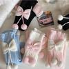 New Children Sweet Bowknot Leg Warmers Lolitas Knitted Socks for Girls Warm Foot Cover Cute Ballet Guards Socks Long Stockings