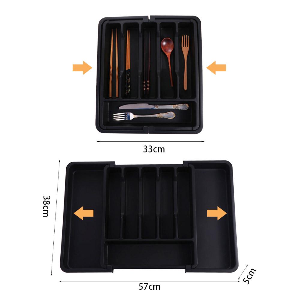 Plastic Kitchen Drawer Organizer Black/White/Grey Expandable Utensil Tray  Flatware