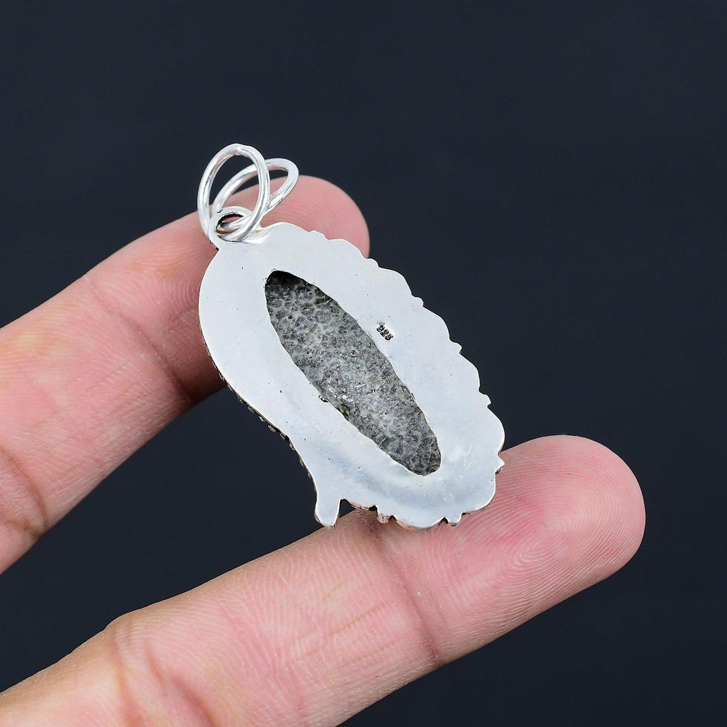 Natural Stingray Coral Gemstone Jewelry 925 Sterling Silver Pendant For Girls