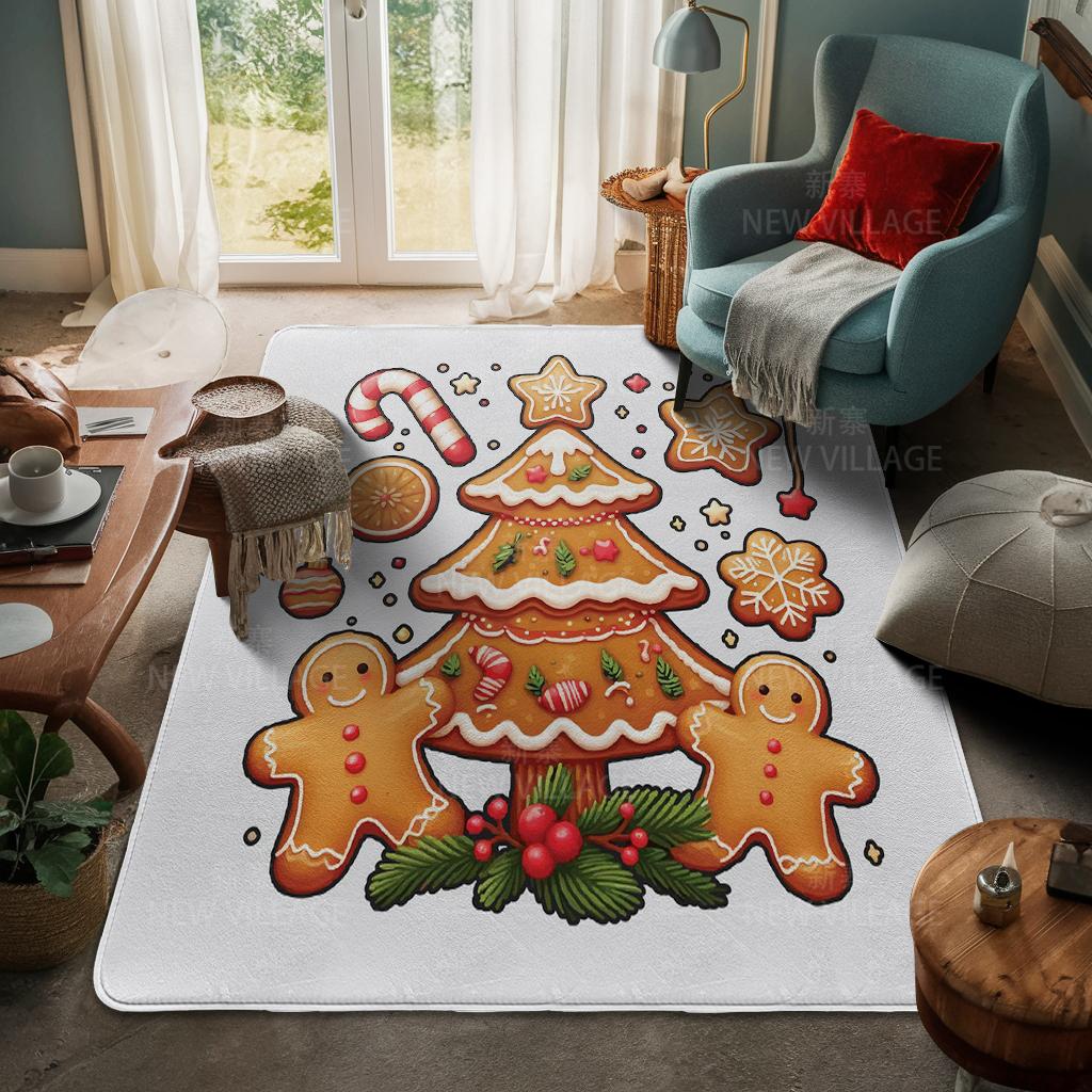 House Entrance Carpet Home Door Mat Living Room Bath Foot Bathroom Non-slip Water Absorption Rugs Bath Merry Christmas Winter