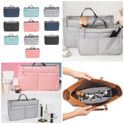 Portable Insert Bag Organizer Storage Pouch with Zippers Large Capacity for Makeup and Skincare