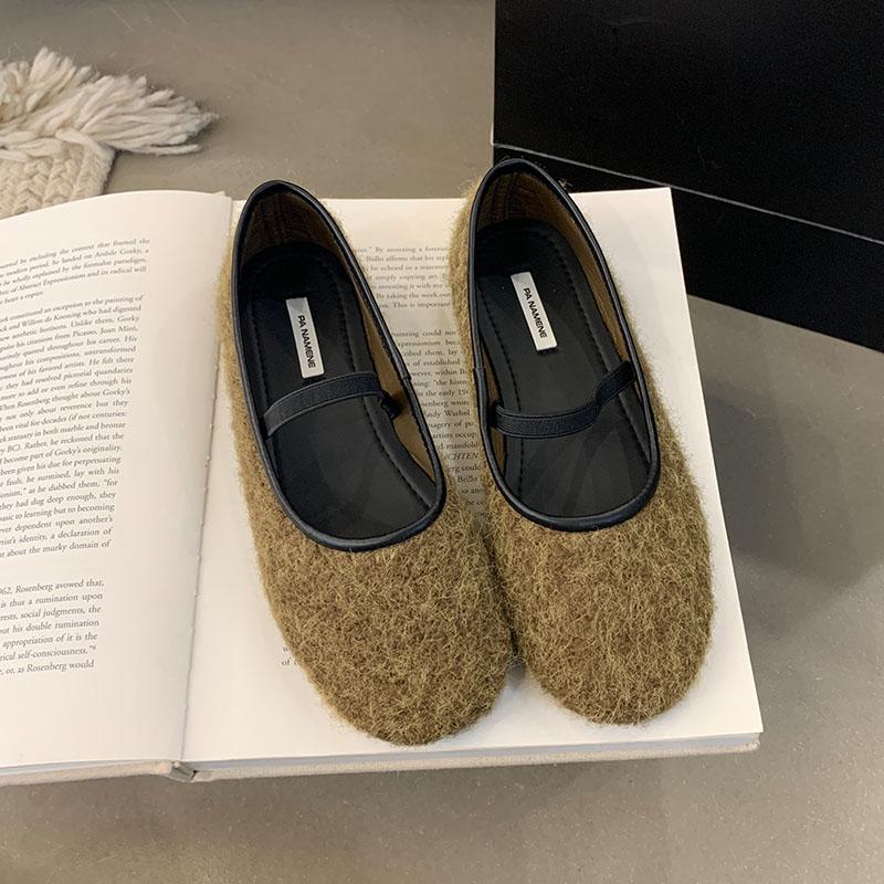 Fashion Female Slip On Footwear Shallow Women Ballet Flats Shoes Soft Casual Flock Fashion Round Toe Ladies Flats With Shoes