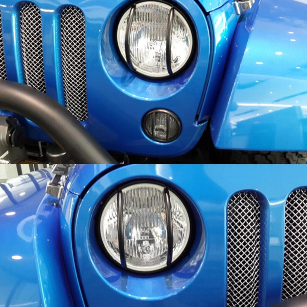 2 Stück Eisen Metall Rücklicht Rückleuchtenabdeckung Schutz passend für Jeep Wrangler JK 20072017Schwarz