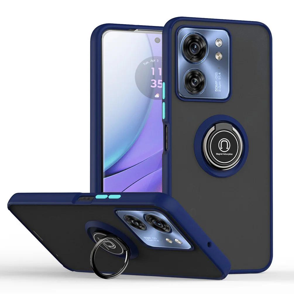 Shockproof Armor Matte Case For Motorola E20 G PLAY Stylus ACE Pure 2021 2022 2023 2024 5G 4G  Magnetic Holder Ring Stand Cover