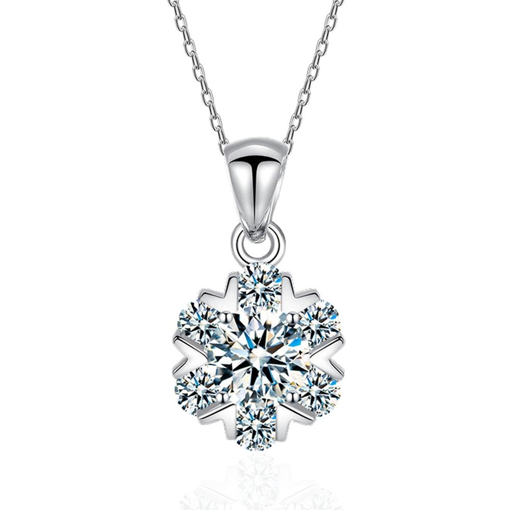 

Vinregem, 100% серебро 925 пробы, VVS1 3EX D, цвет 1 карат, 6,5 мм, настоящий муассанит, бриллиант, драгоценный камень, цветок, кулон, ожерелье, ювелирные изделия GRA 45cm серебряный