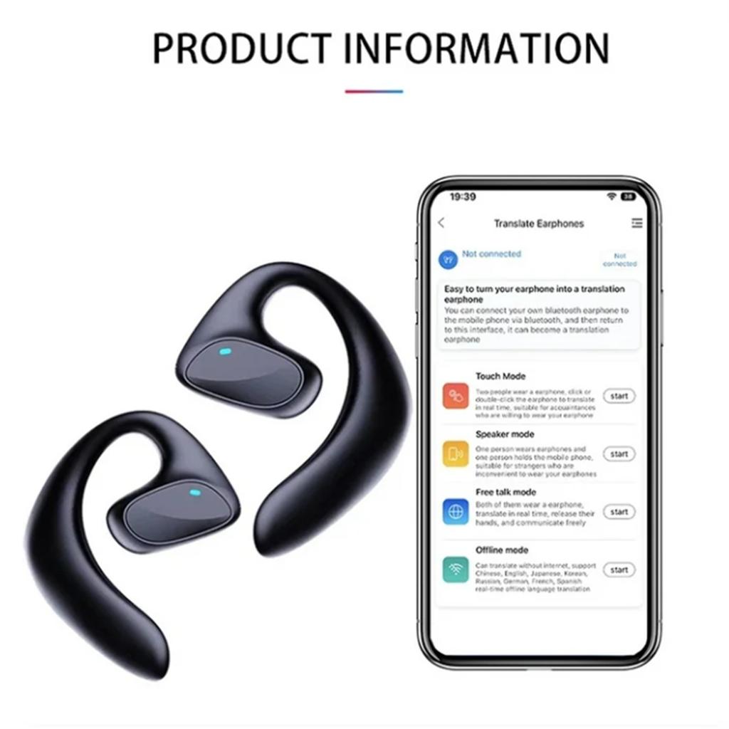 Translatable Bluetooth Headset 144 Languages Real-time Translation Headset Intelligent Voice Translation Earbuds Wireless Translation Headset