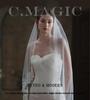 Xinmeiji Women's White Lace Edge Bridal Veil, European & American Style, Single Layer, Wedding & Travel Headpiece V683-1