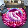 1pc Soft, Absorbent & Non Slip Pink Love Swan and Rainbow Round Rug Soft Circle Rug for Living Room & Bedroom Decor, Chair Mats, and Unforge