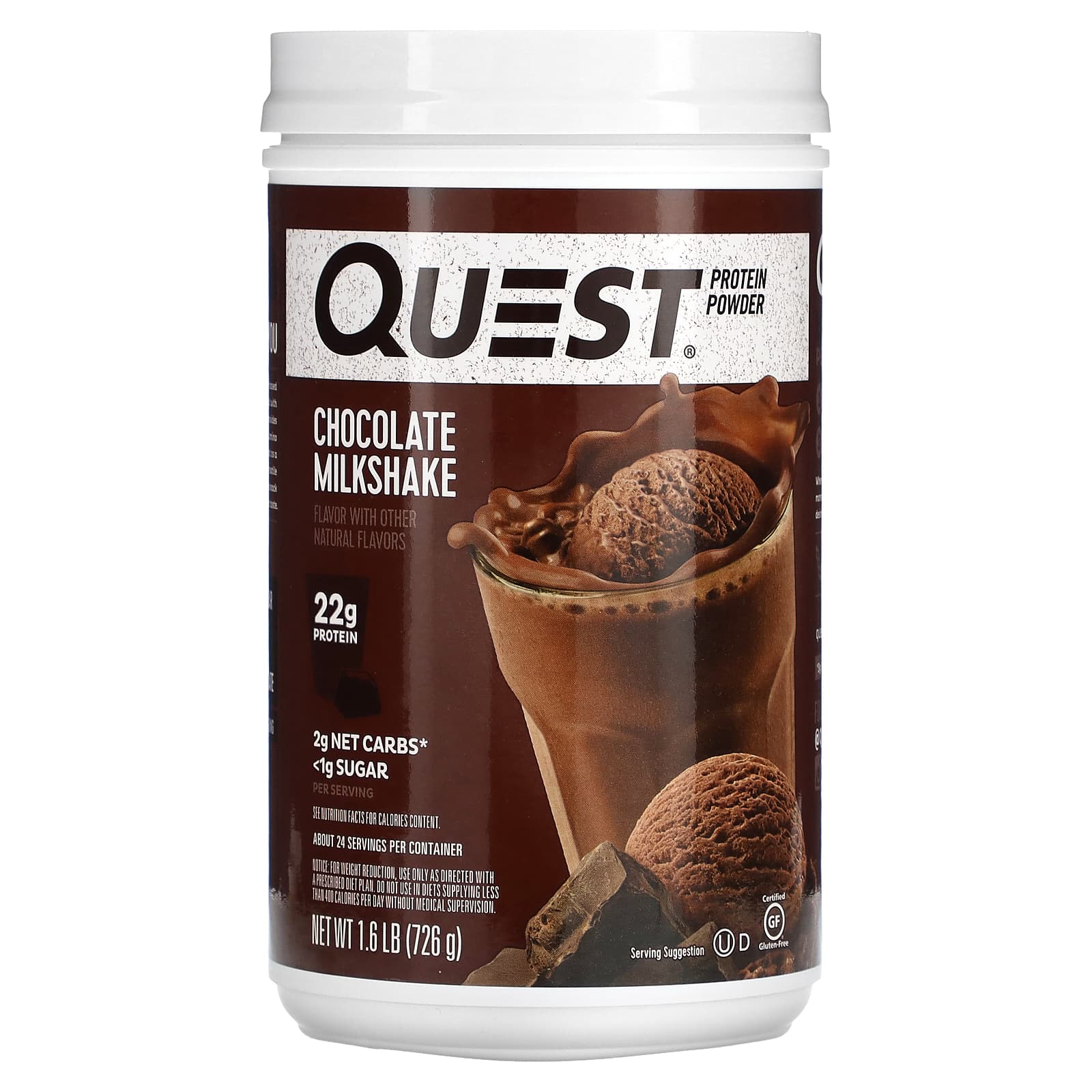 

Quest Nutrition, Protein Powder, Chocolate Milkshake, 1.6 lb (726 g)