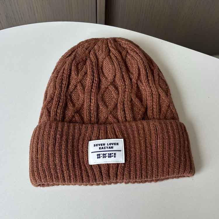 Winter Wool Hat Women's Fleece Thickened Warm Knitted Hat Big Head Circumference Ear Protection Hat Cold Hat