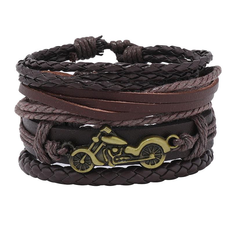 ZORCVENS Classic Hand-Woven Leather Bracelet Multilayer Men Bracelets Punk Beads Bangle for Friend Charm Jewelry Gifts