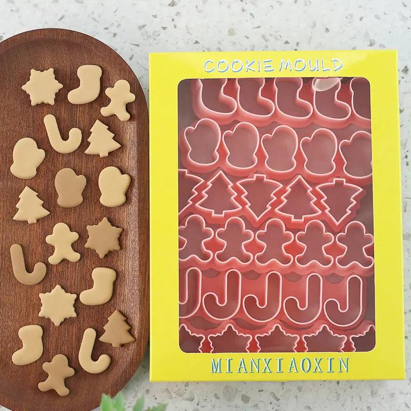 Mini-Weihnachtsausstecher, Stempel, Weihnachtsbaum, Lebkuchenmann-Muster, Keksprägeform, Kuchen-Fondant, Backen, Dekorationswerkzeug