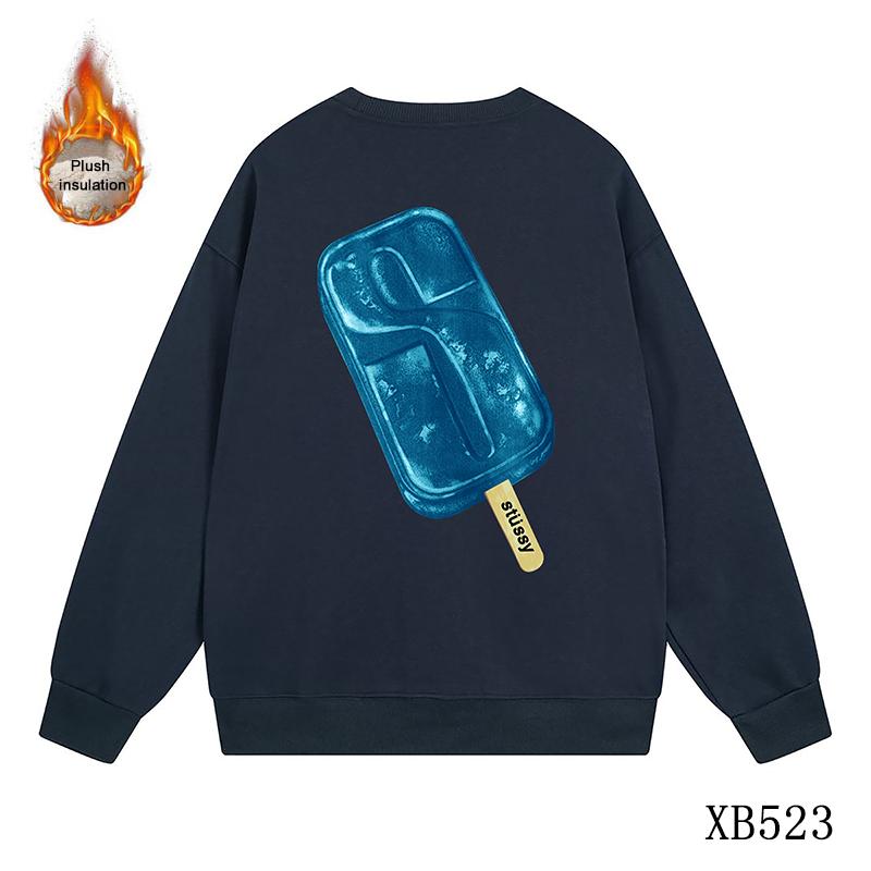 

Stussy 2023 Autumn and Winter Loose High Quality Cotton Thickened and Plush Stussy Ice Cream Print Round Neck Sweater