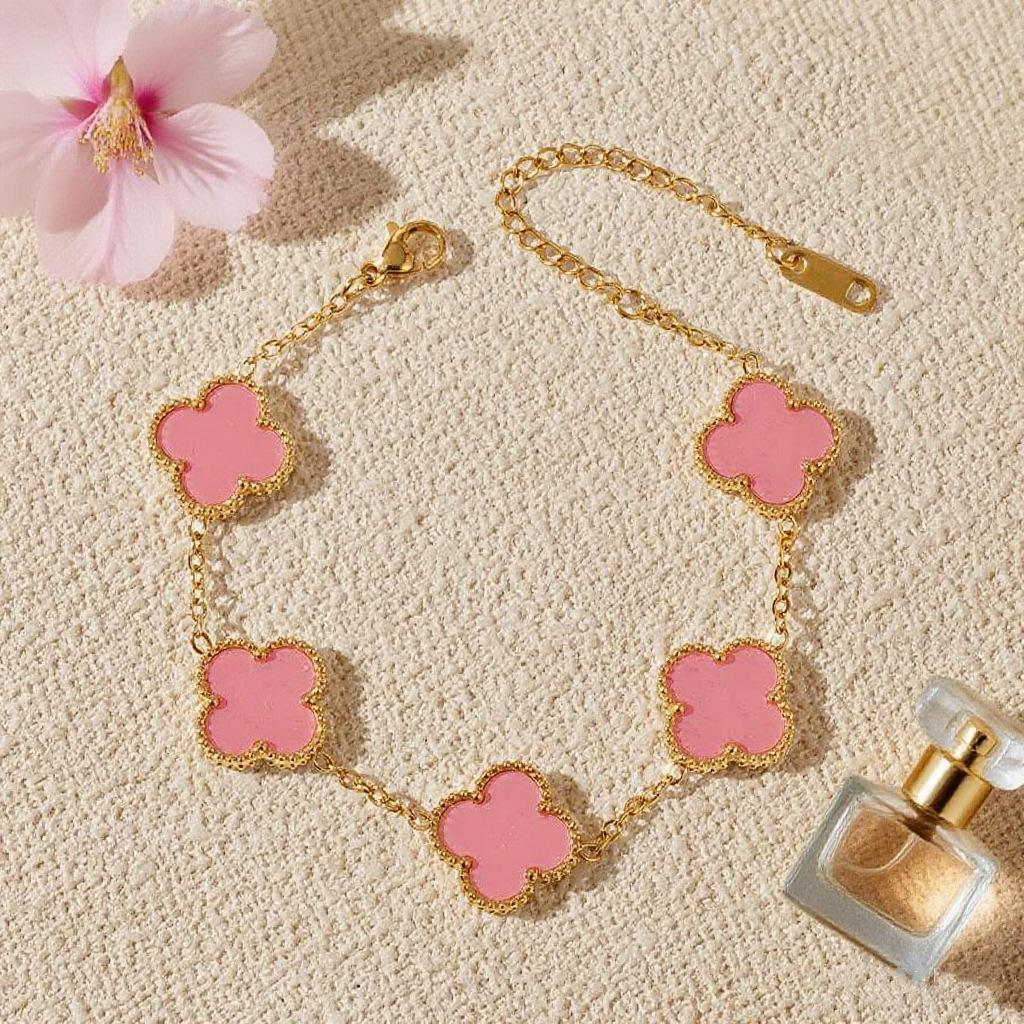 13mm Titanium Steel Lucky Four-Leaf Clover Bracelet - 18K Non-Fading Daily Wear Dopamine Jewelry