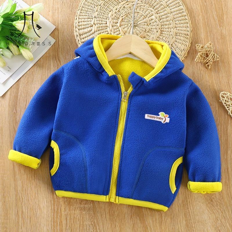 Children Fleece-lined Sweatshirt Autumn  Winter New Boys and Girls Clothing Children Hooded Top Baby Fleece Coat