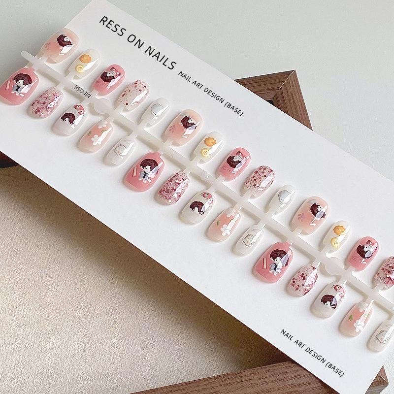 

Носите короткие кончики ногтей, 30 штук обнаженных полосок, короткие квадратные наклейки для ногтей для женщин JD005