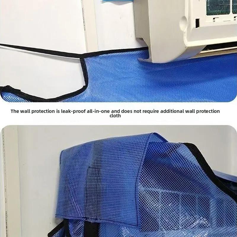 Large Home Air Conditioner Cover Cleaning Kit with Drainage Pipe Summer Cleaner Brush Hanging AC Water Washing Bag