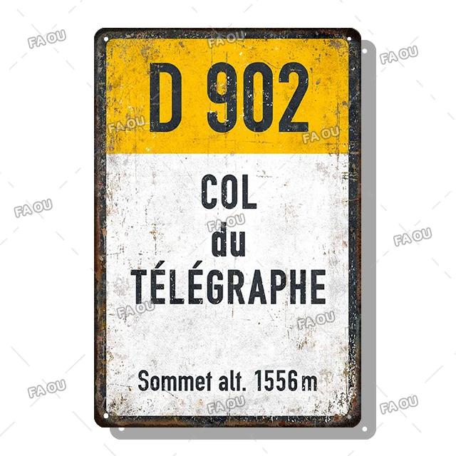 

Alpe d Huez Mont Ventoux Col du Galibier Col du Télégraphe Tour de Francia Vintage Style Bicycle Tin Sign Gift for Cyclist 20x30cm（7.8x11.8inch）