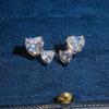 Huitan Silver Color Heart Cubic Zircon Love Stud Earrings for Women New 2023 Chic Lady's Ear Accessories Luxury Wedding