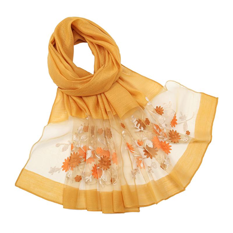 Luxury Shiny Lace Scarf Silk Women Hijab Soft Wool Shawls and Wraps Large Flower Thin Scarves Foulard Female Bufanda  New