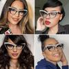 Vintage Diamond Cat Eye Triangle Sunglasses Women Rhinestone Decoration Eyewear Streetwear Rave Party Costume Sun Glasses