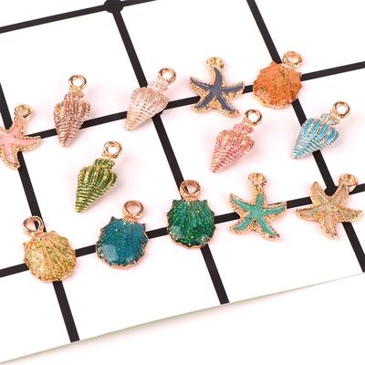 13 Pcs//Set Mixed Starfish Conch Shell Metal Charms Pendant Jewelry Making DIY