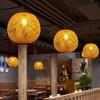 Bamboo Woven Lantern Light for Chinese Restaurant or Teahouse - Rattan Straw Hat Pendant Light