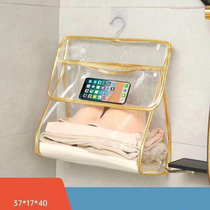 PVC Waterproof Hanging Mobile Phone Bag Wall Hanging Organizer Storage Bag Bathroom Shower Accessories Towel Clothes Organizer