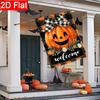2D Flat, 2D Flat Autumn Pumpkin Welcome Garden Flag_ Autumn Thanksgiving Holiday Harvest Buffalo Grid Large Garden Flag (6)- Outdoor Garden Flag Doubl