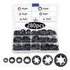 280Pcs Plum Blossom Ring Bearing Clip Ring M3-M12 Plum Blossom Bearing Clip Ring 65 Manganese Steel