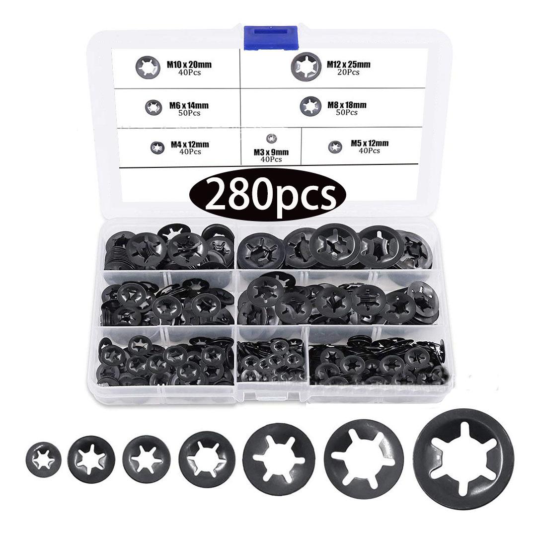 

280 шт. стопорное кольцо в форме цветка сливы M3-M12 стопорное кольцо в форме цветка сливы 65 марганцовистая сталь 280Pcs bearing clamp