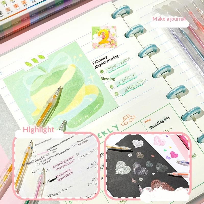 Flash Gel Pen Set Metallic Glitter Ink 1.0mm Smooth Tip 8/12/36 Colors Perfect for School Student Note Taking Writing