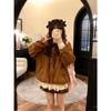 Winter Retro Süß College-Stil Schleife Haarkragen Hirschleder Samt Baumwolljacke für Damen